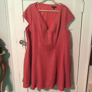 Coral cocktail V neck dress